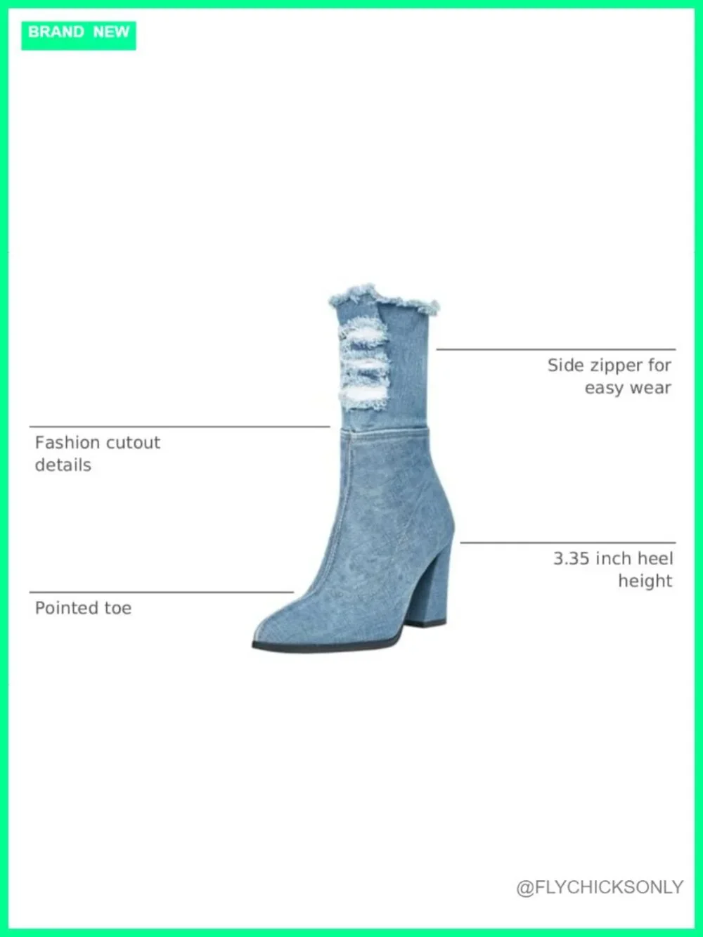 Women's Denim Thigh High Cutout Over The Knee Block Heel Boots Side Zip